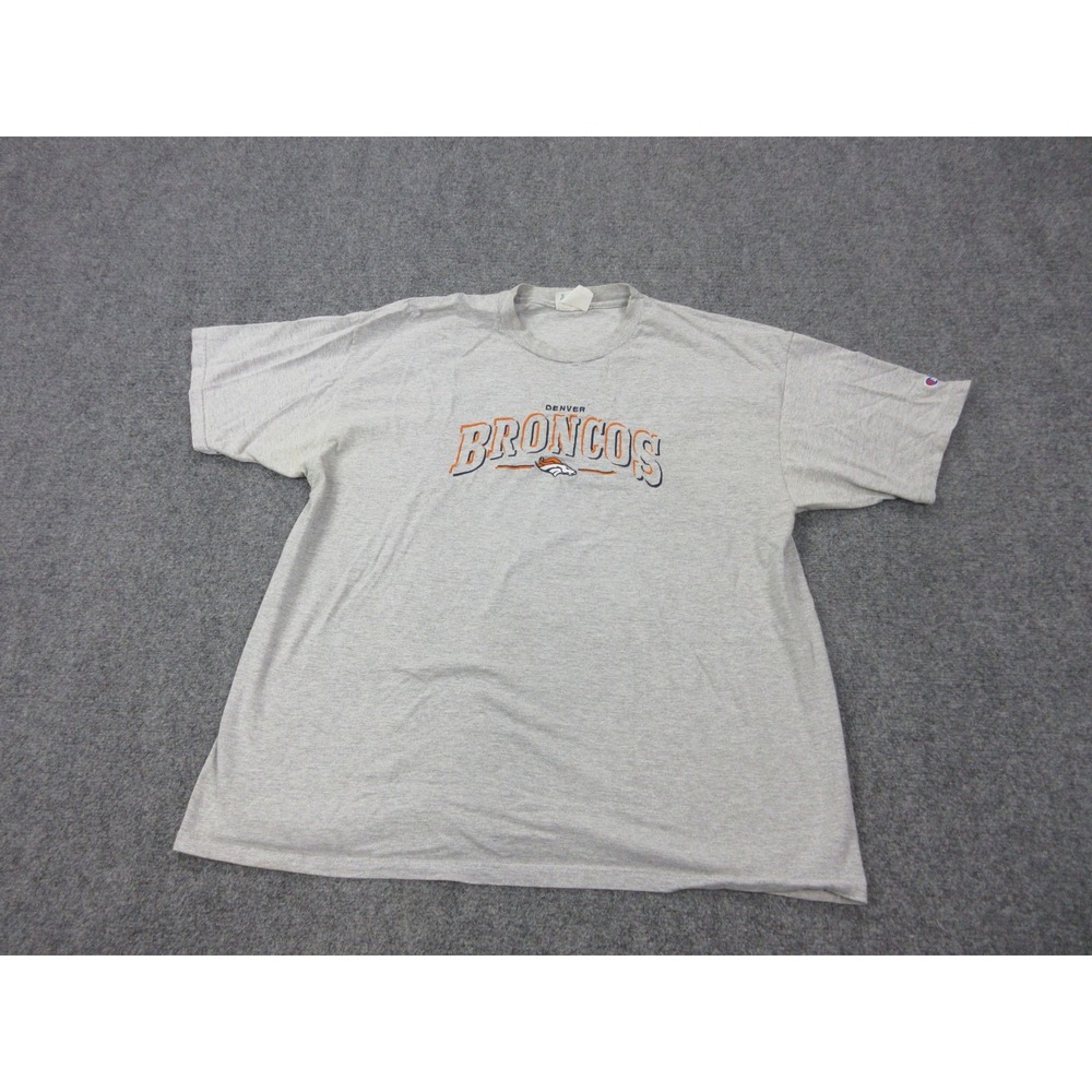 VTG Denver Broncos Shirt Mens 2XL Gray NFL Football Champion Short Sleeve Tee